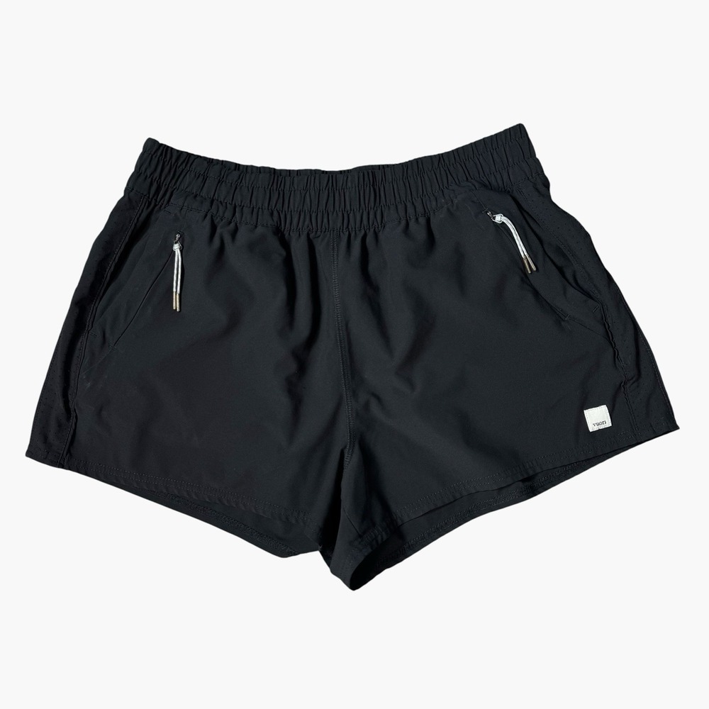 Vuori Dash Shorts 2.5" Womens Large Black Solid Unlined Athletic Pockets Stretch